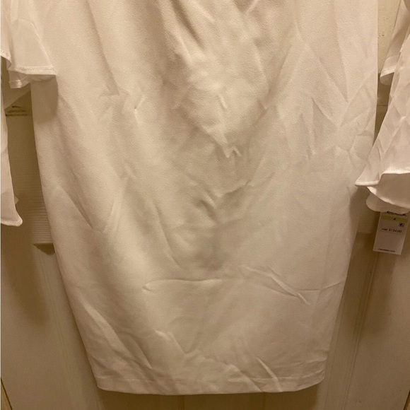 Calvin Klein Women's Off- White Dress with Ruffle Sleeves Sz 4 NWT - Picture 6 of 14